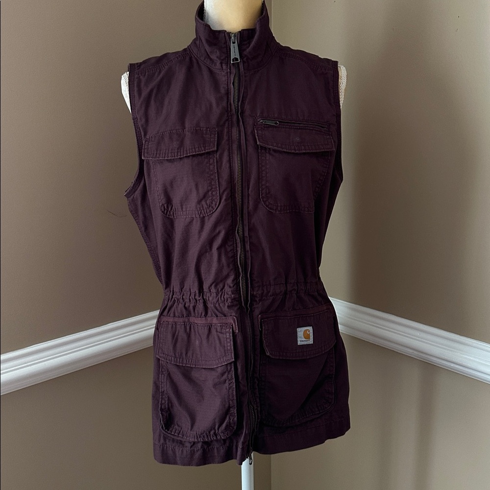 Carhartt WIP Deep Wine El Paso Zip Front Utility Vest Size Small